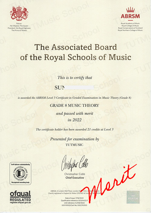 2022 8級樂理考試Merit